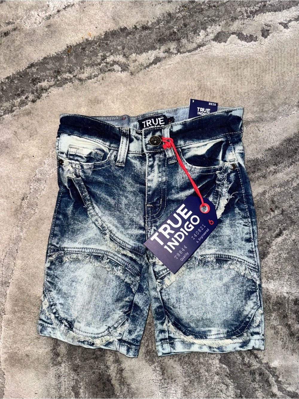 Indigo Acid-Wash Denim Shorts - Blue